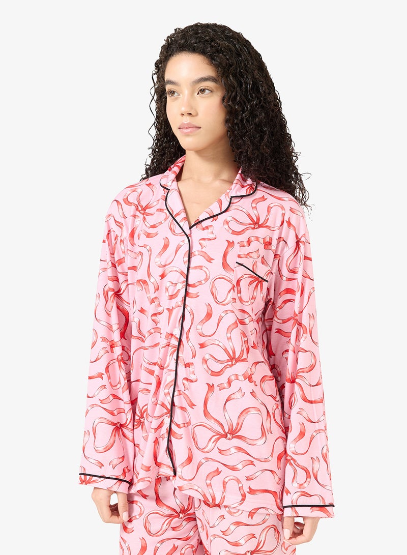 جينجر طقم بيجاما وقميص بطبعة فيونكة من القطن - Image 3