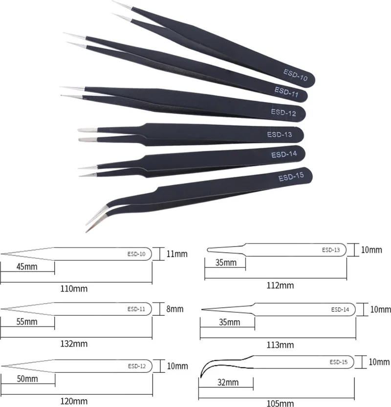 هوبي ماركت ارت Hobby Market Art Tweezers Set 6 Pieces