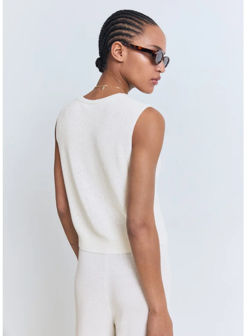 مانجو Openwork Knitted Waistcoat