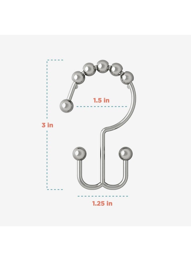 Zenna Home Zenna Home Shower Curtain Hooks, Chrome, Set of 12 - Premium Shower Curtain and Liner Rings with Double Roller Glide and Double-Sided Design - Rust Resistant  - Image 5