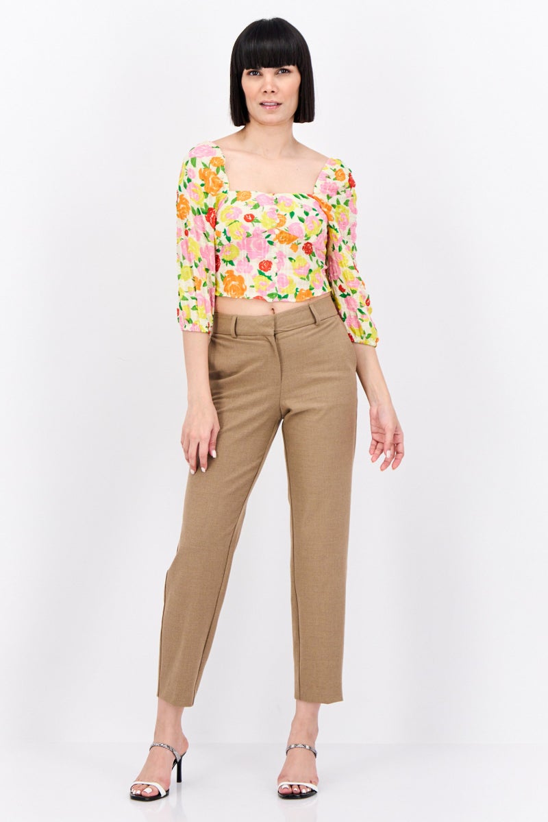 MANGO Women Square Neck Long Sleeves Floral Print Blouse, Floral - Image 4