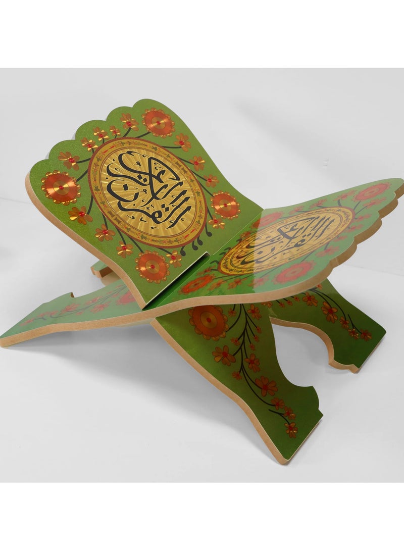 SUNDUS The Holy Quran stand, floor seating, made of wood, large size, green color - Image 4