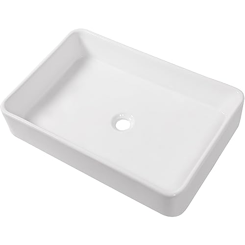 Mocoloo Rectangle Vessel Sink Above Counter 24"X16" Bathroom Sink Countertop White Porcelain Ceramic Lavatory Vanity Sink Basin - Image 4
