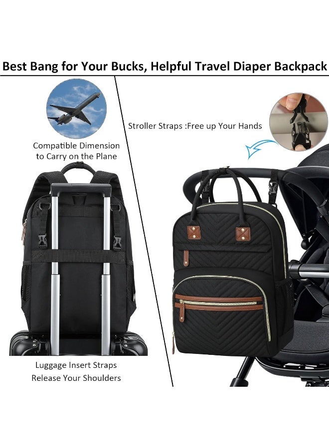 Tenot Diaper Bag Backpack for Women Large Capacity with Insulated Pockets Multifunctional Diaper Bags For Baby Girl Boy Waterproof Baby Bags For Mama Maternity Travel Bag Black - Image 4