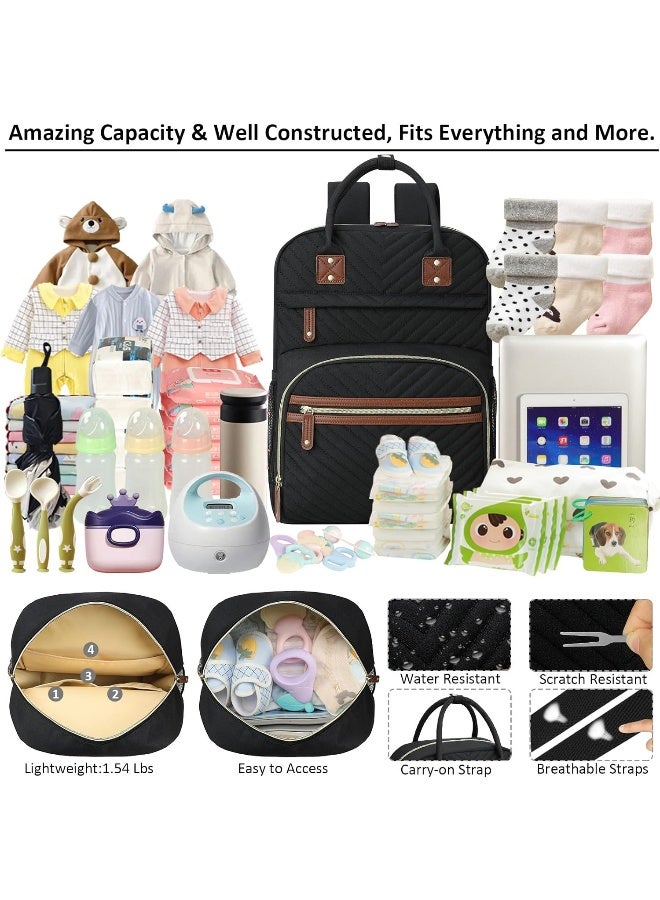 Tenot Diaper Bag Backpack for Women Large Capacity with Insulated Pockets Multifunctional Diaper Bags For Baby Girl Boy Waterproof Baby Bags For Mama Maternity Travel Bag Black - Image 3