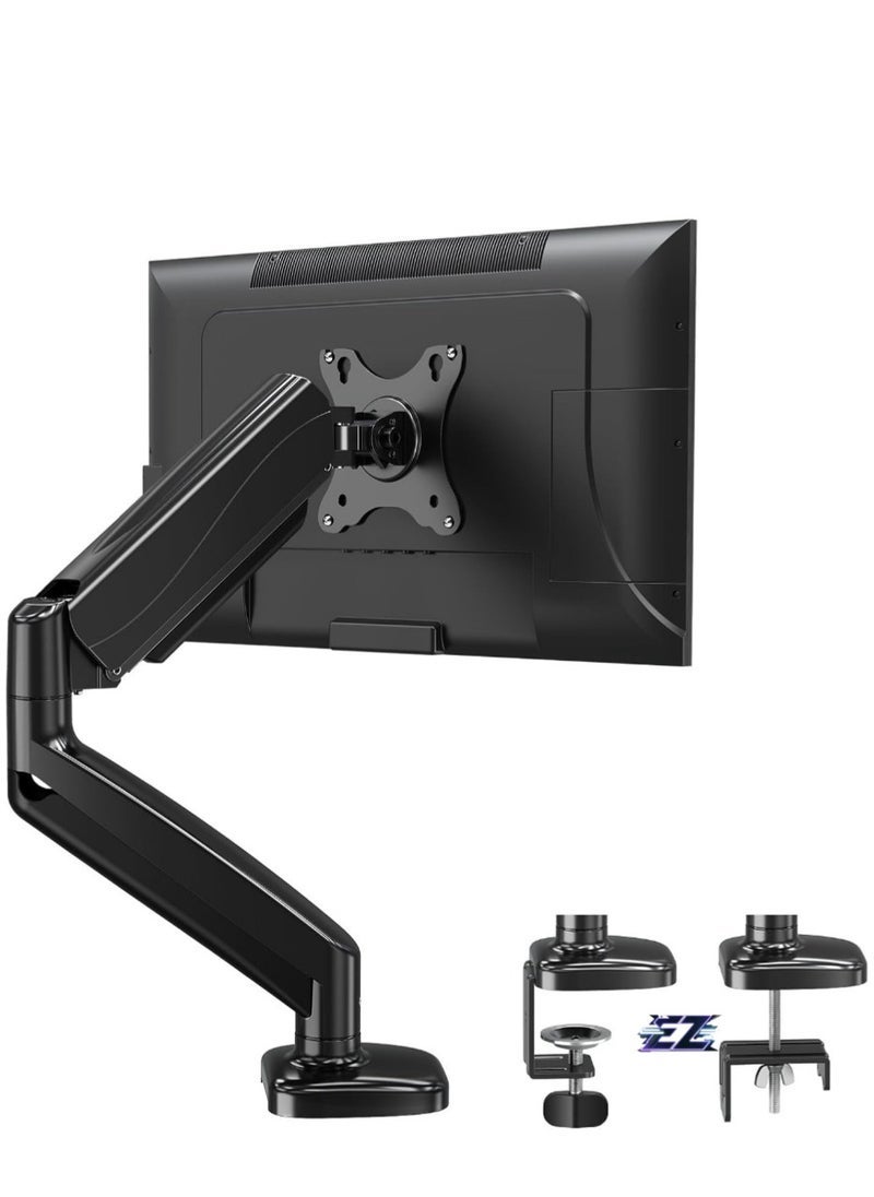 Gravity Single Monitor Arm for Most 13-32 Inch Monitors with VESA 75x75/100x100mm up to 8KG, 360° Rotation Gas Spring Arm with C-Clamp and Grommet Base, Monitor Stand Mount - Image 1