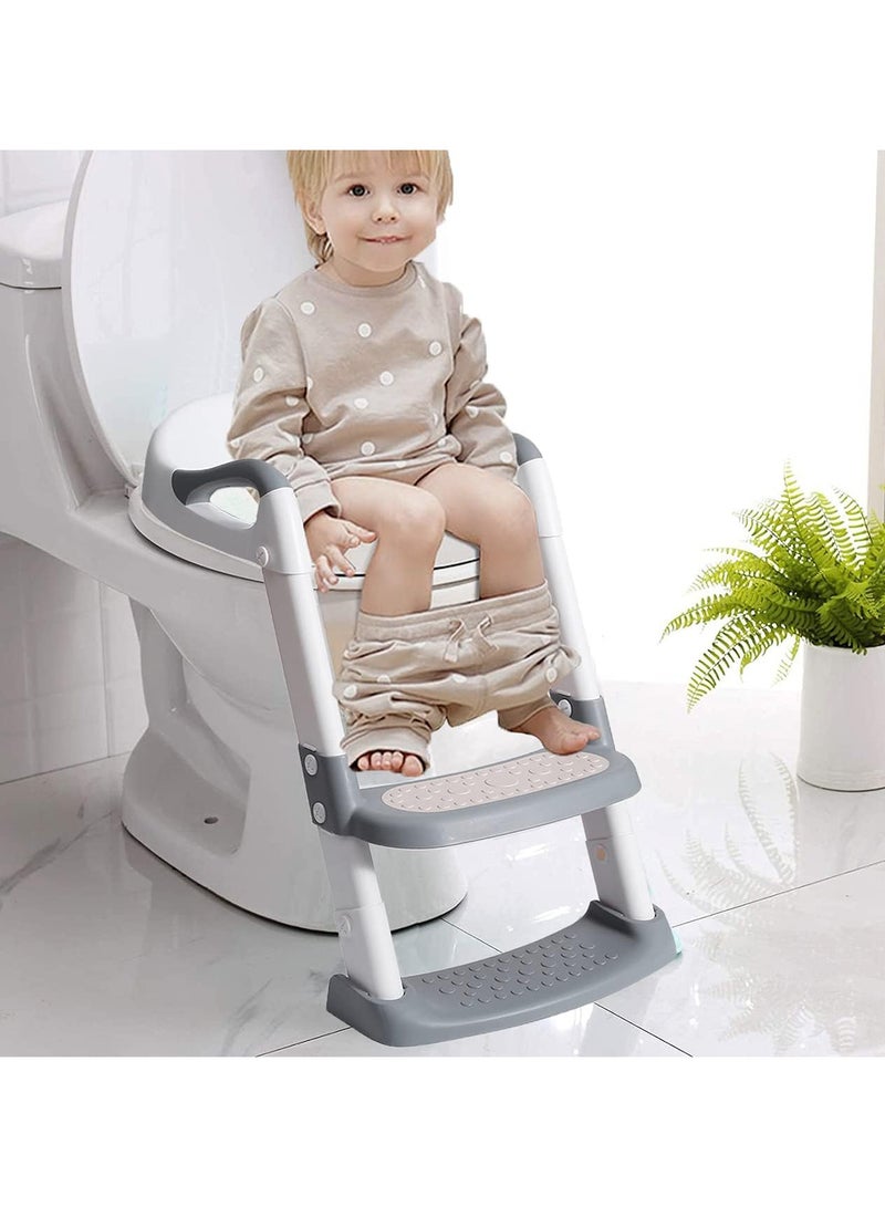Useful and Beautiful Toilet Training Seat with Step Stool, Comfortable, Safe and Non-Slip Toilet Training Chair with Adjustable Ladder...