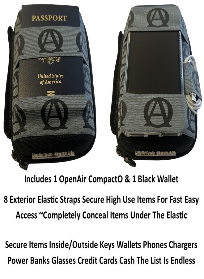 Keyfit Tools حقيبة Keyfit Tools OpenAir CompactO لحمل الأدوات اليومية للرجال ~ وفر مساحة في جيوبك ونظم حياتك - حقيبة يد رجالية (شعار رمادي وأسود على خلفية سوداء) - Image 2