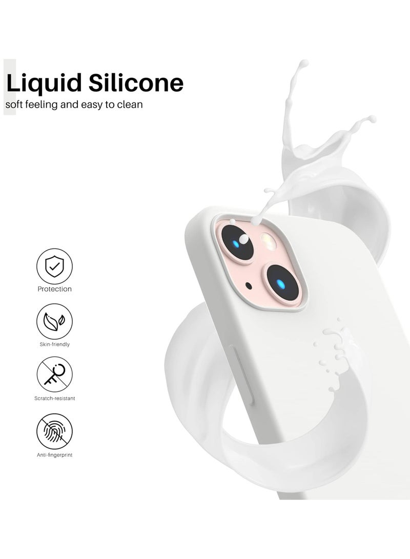 متوافق مع حافظة iPhone 13/14/15 مقاس 6.1 بوصة من السيليكون السائل النحيف 4 طبقات من مطاط الجل الناعم المقاوم للصدمات مع بطانة من الألياف الدقيقة المضادة للخدش (أبيض) - Image 5