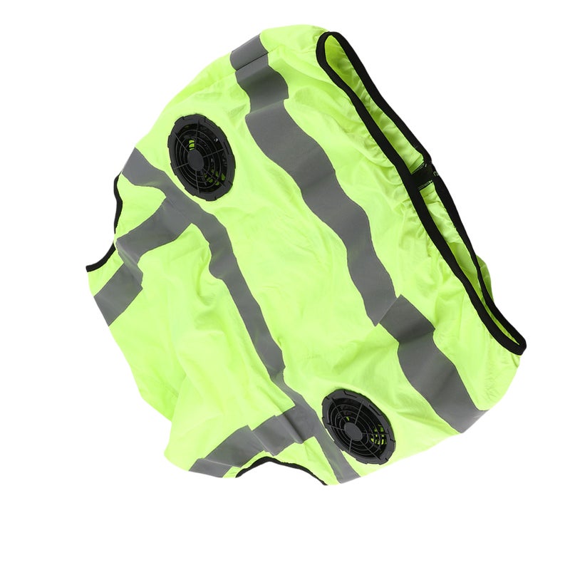 Cool Vest Summer Cooling Fan Waistcoat Air Conditioned Reflective Stripe Rechargeable Work Clothes 5V Fluorescent Green XXXL - Image 3
