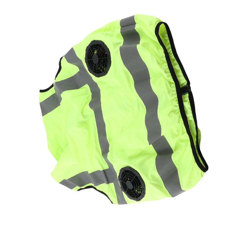 Cool Vest Summer Cooling Fan Waistcoat Air Conditioned Reflective Stripe Rechargeable Work Clothes 5V Fluorescent Green XXXL - Image 2