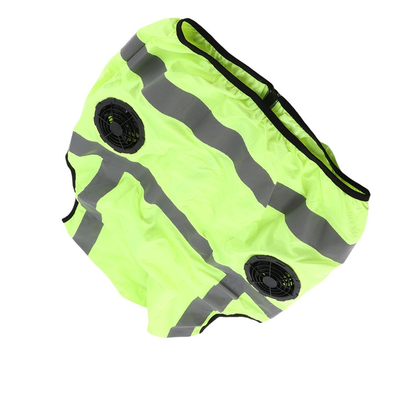 Cool Vest Summer Cooling Fan Waistcoat Air Conditioned Reflective Stripe Rechargeable Work Clothes 5V Fluorescent Green XXXL - Image 4