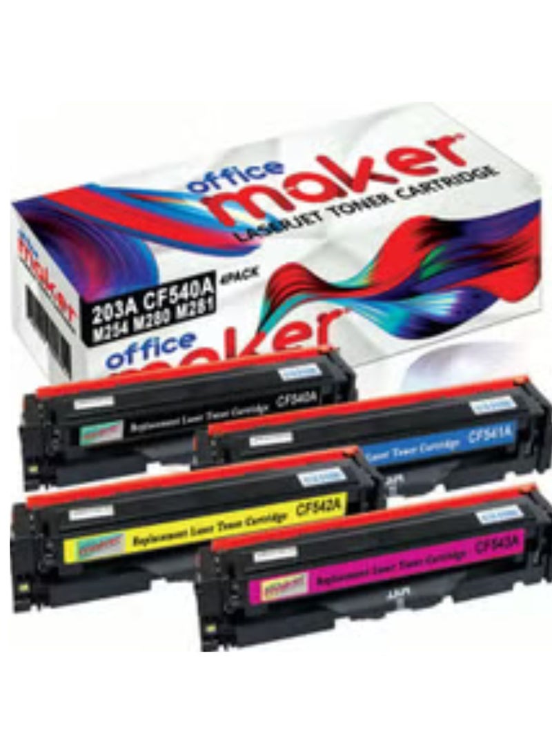 Office Maker 4 Piece 203A Compatible Toner Set (CYAN MAGENTA YELLOW BLACK)