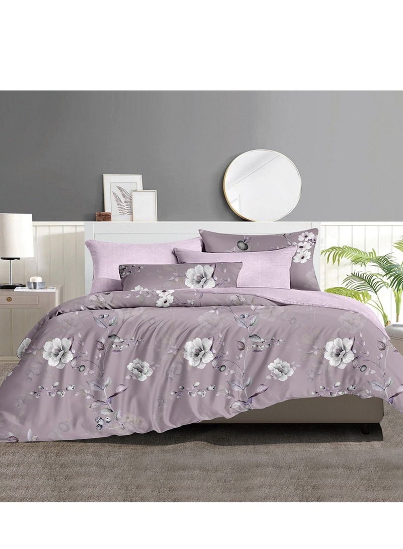 فيفوريت فيفرت طقم لحاف بنفسجي نقشة بألوان متعددة كينج نفرين طقم 6 قطع - Image 1