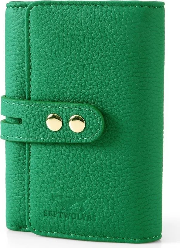 ستب وولفز Leather Green Gold Detail Women's Card Holder and Wallet