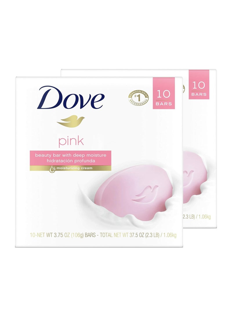 Dove Beauty Bar For Softer Skin Pink More Moisturizing Than Bar Soap 3.75 oz 20 Bars - Image 1