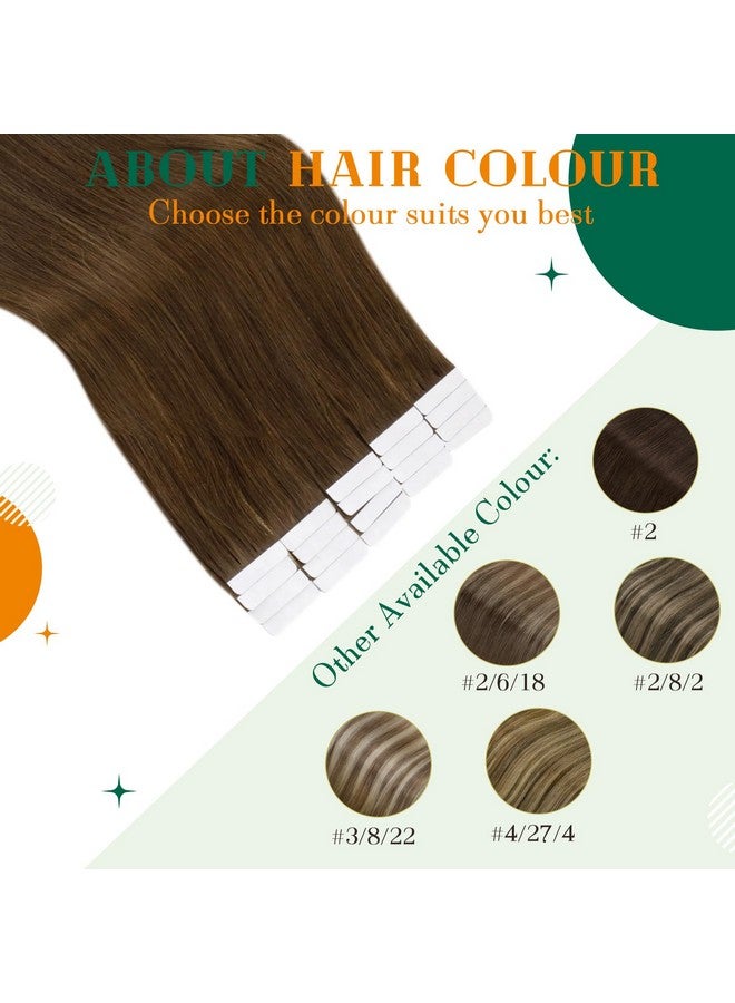 Easyouth Brown Tape In Hair Extensions Human Hair Medium Brown Tape In Extensions Remy Real Hair Tape Extensions Brown 14 Inch 40G 20Pcs - Image 4