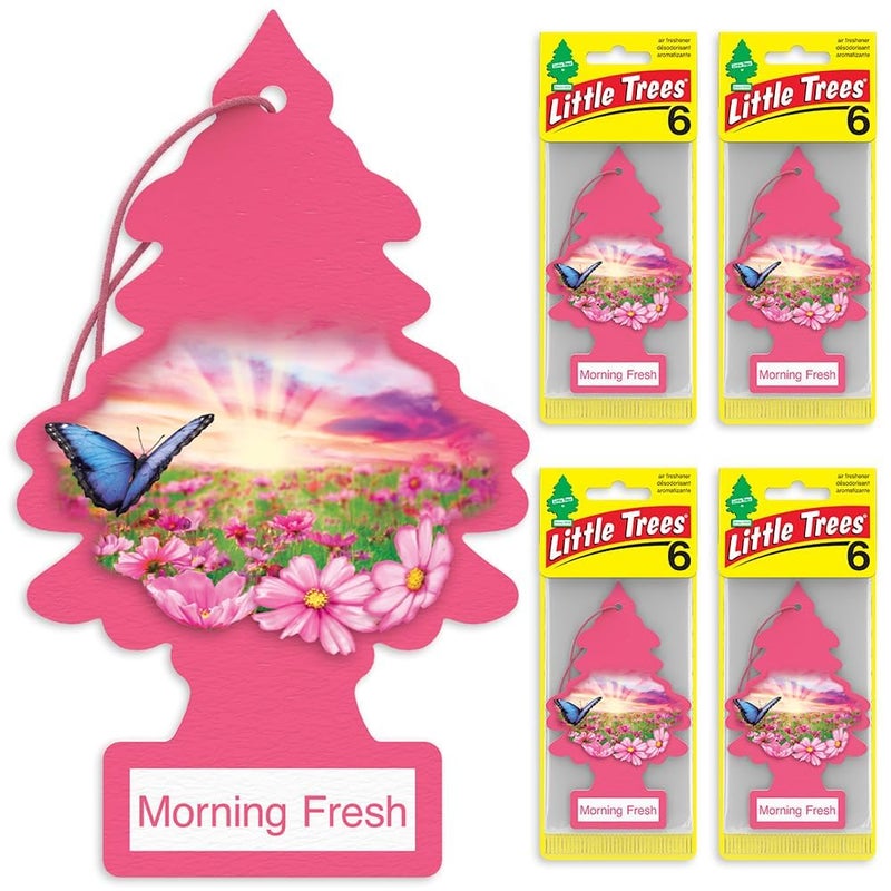 Little Trees لِتِل تريز معطر هواء السيارة | شجرة معلقة توفر رائحة تدوم طويلاً للسيارة والمنزل | انتعاش الصباح، 24 معطر هواء - Image 2