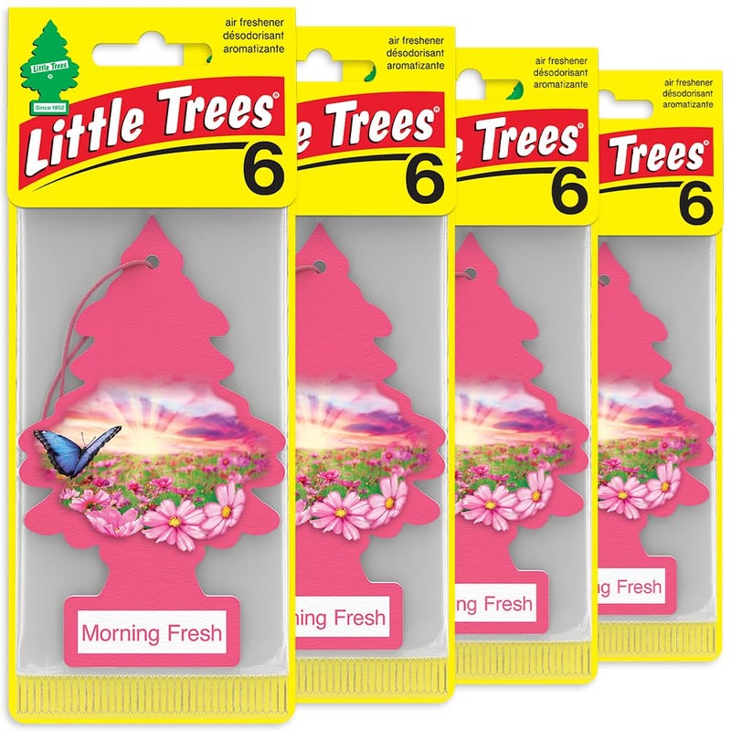 Little Trees لِتِل تريز معطر هواء السيارة | شجرة معلقة توفر رائحة تدوم طويلاً للسيارة والمنزل | انتعاش الصباح، 24 معطر هواء - Image 1