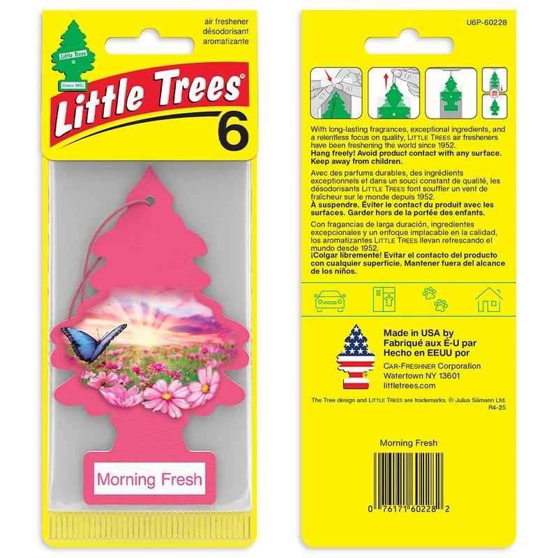 Little Trees لِتِل تريز معطر هواء السيارة | شجرة معلقة توفر رائحة تدوم طويلاً للسيارة والمنزل | انتعاش الصباح، 24 معطر هواء - Image 3