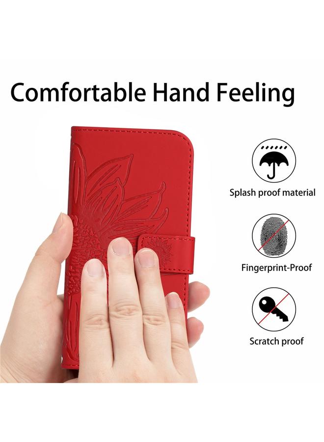 S-TOP Case For Realme 6 Pro Skin Feel Sun Flower Pattern Flip Leather Phone Case with Lanyard - Image 4