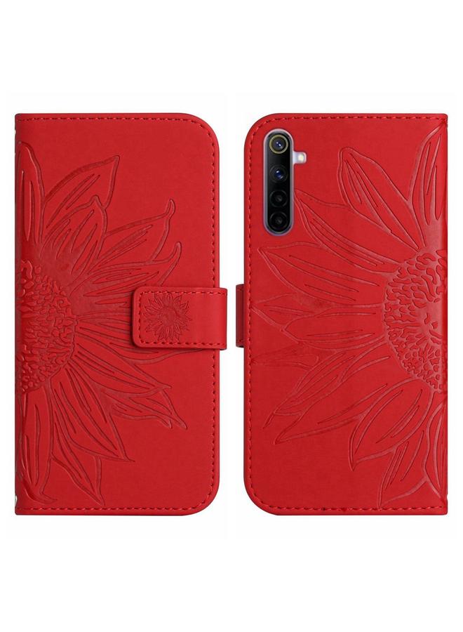S-TOP Case For Realme 6 Pro Skin Feel Sun Flower Pattern Flip Leather Phone Case with Lanyard - Image 2