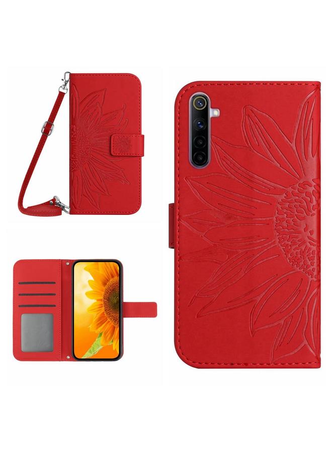 S-TOP Case For Realme 6 Pro Skin Feel Sun Flower Pattern Flip Leather Phone Case with Lanyard - Image 1