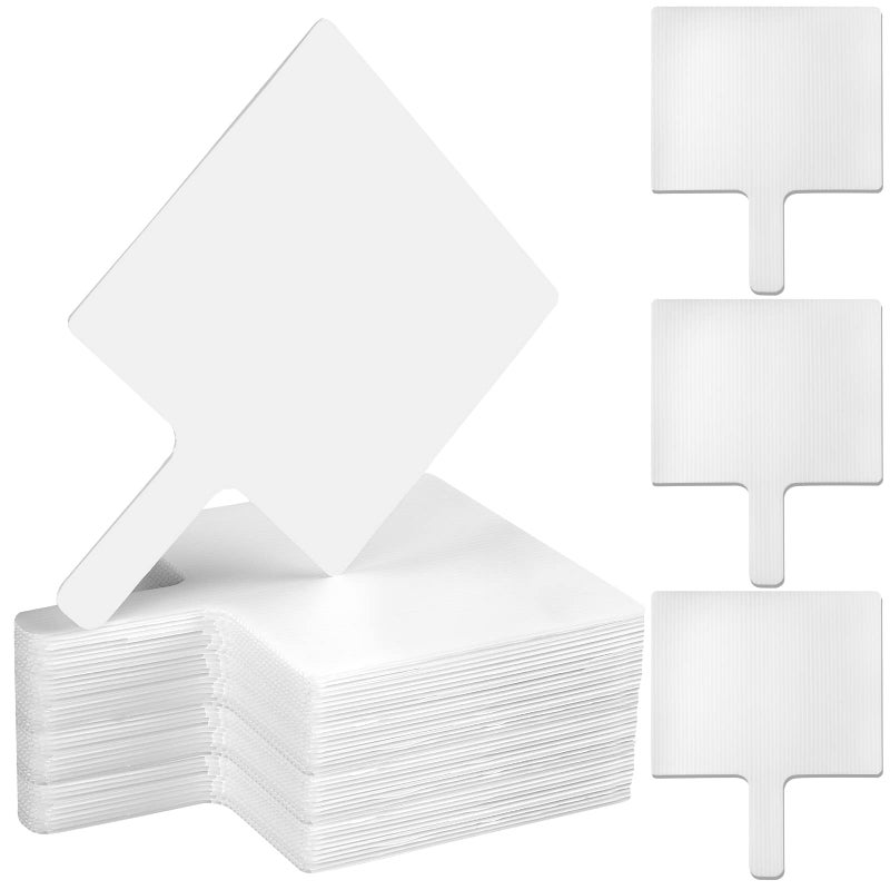 Amyhill Amyhill 48 Pieces Blank Church Fans Plastic Hand Fan Handheld Fans Set Dry Erase Paddles Blank Photo Fans Double Sided Fans for Parties DIY Crafting and Painting Office Meeting