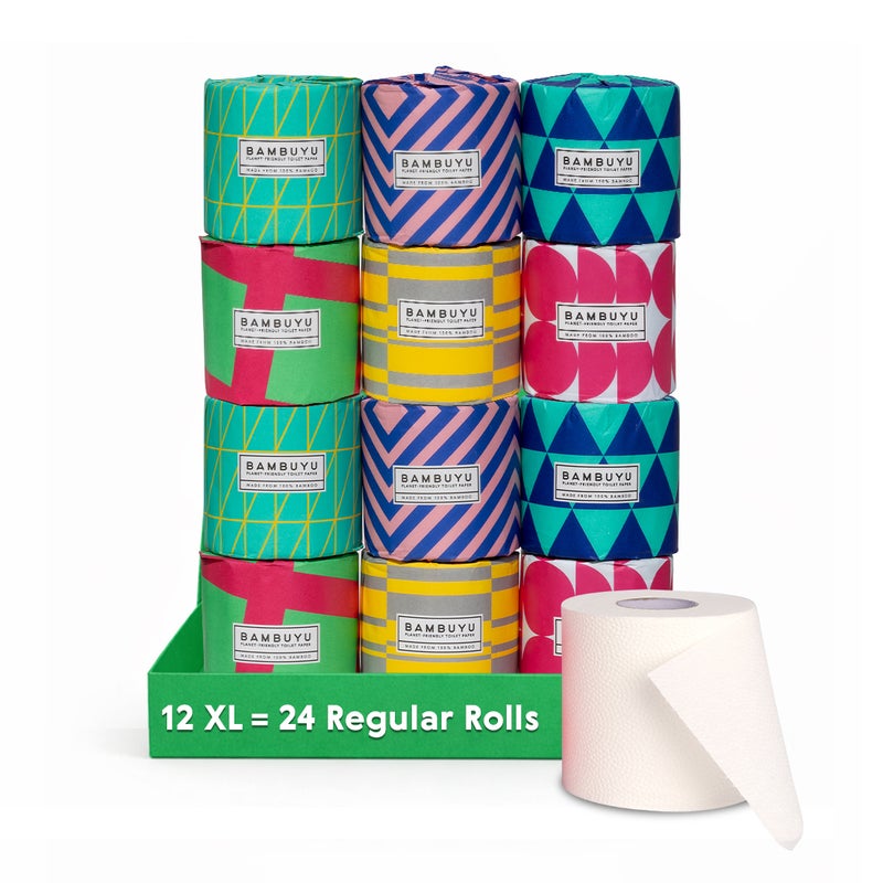 Bambuyu 100% Bamboo Toilet Rolls (Toilet Roll 300 Sheets, Pack of 12) - Image 1