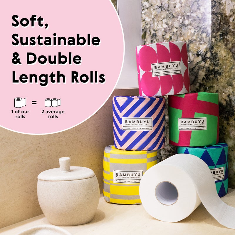 Bambuyu 100% Bamboo Toilet Rolls (Toilet Roll 300 Sheets, Pack of 12) - Image 2
