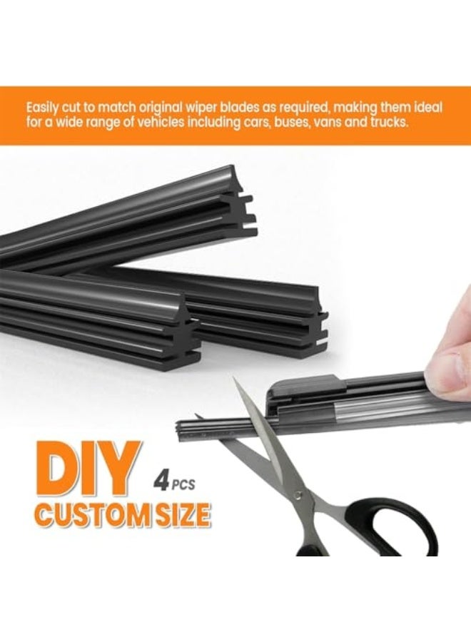 4-piece car windshield wiper blade replacement strip, self-adjusting windshield wiper blade replacement, adjustable rubber wiper blade, universal design for SUVs and trucks - Image 3