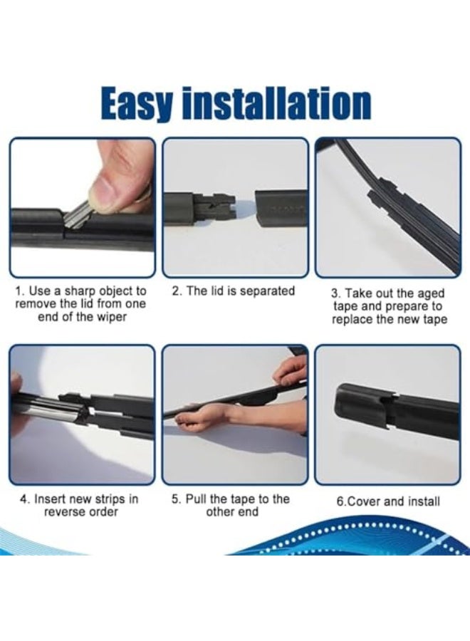4-piece car windshield wiper blade replacement strip, self-adjusting windshield wiper blade replacement, adjustable rubber wiper blade, universal design for SUVs and trucks - Image 5
