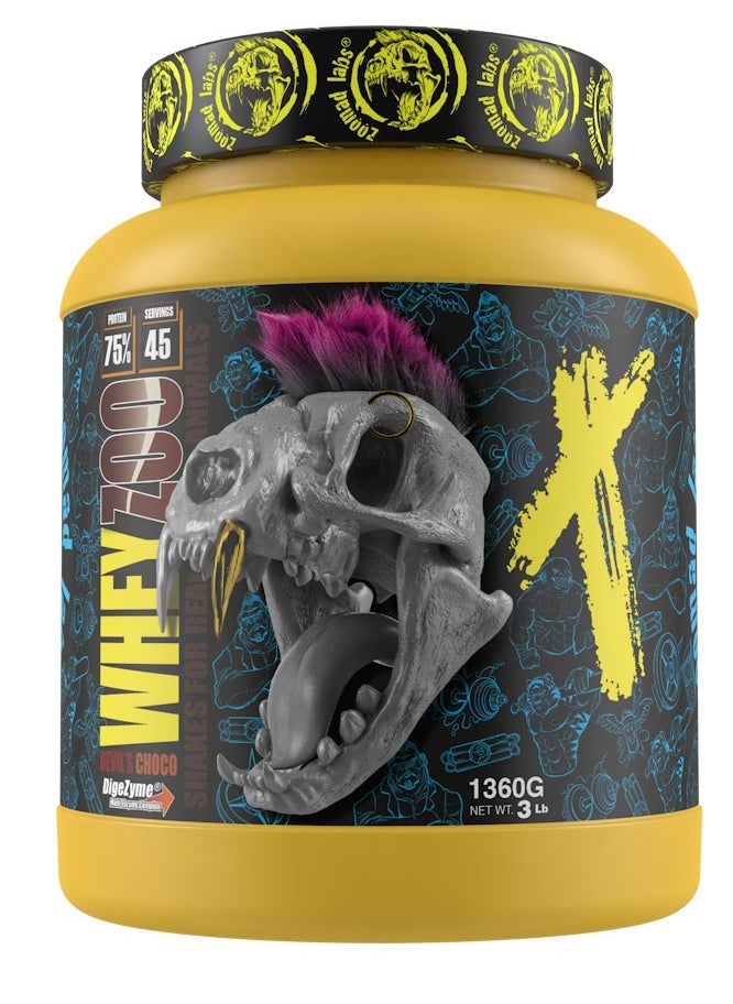 zoomad labs Zoomad Labs WheyZoo - Spanish Made, High-Quality, Whey Protein Concentrate, 3LB, Devil's Choco Flavor , 45 Servings  - Image 1