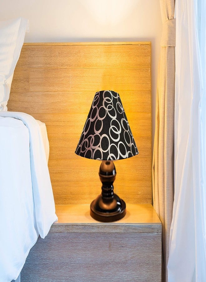 Improvhome Table LAMP with CONICAL Black Slver Ring Shade - Image 1