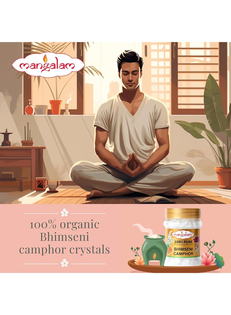 MANGALAM Bhimseni (Original) Solid Camphor 100G Jar - Pack Of 1 | 100% Organic | For Puja, Aromatherapy & Air Freshener | Sweet Fragrance - Image 5