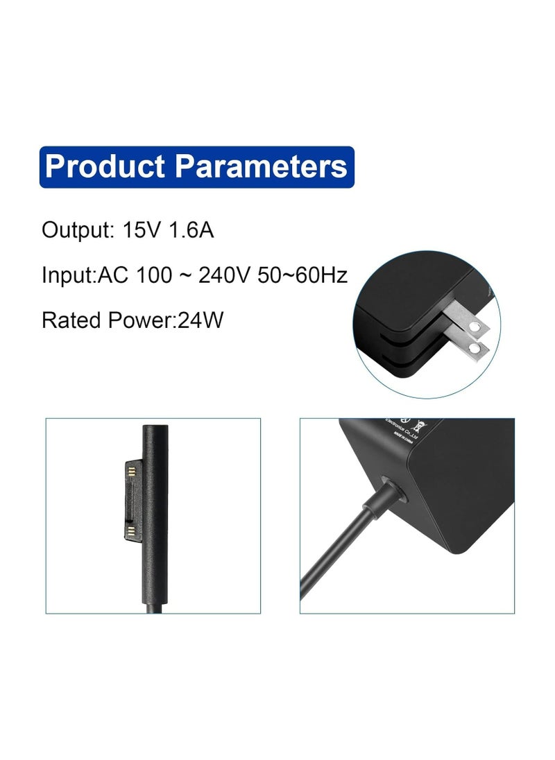 Terabyte - Surface 24W 15V 1.6A Go Charger, Power Supply Adapter Compatible for Microsoft Surface Go/Go 2/Go 3/Surface Pro 4 Core m3/Surface Pro 3 Core m3 AC Power Adapter - Image 1