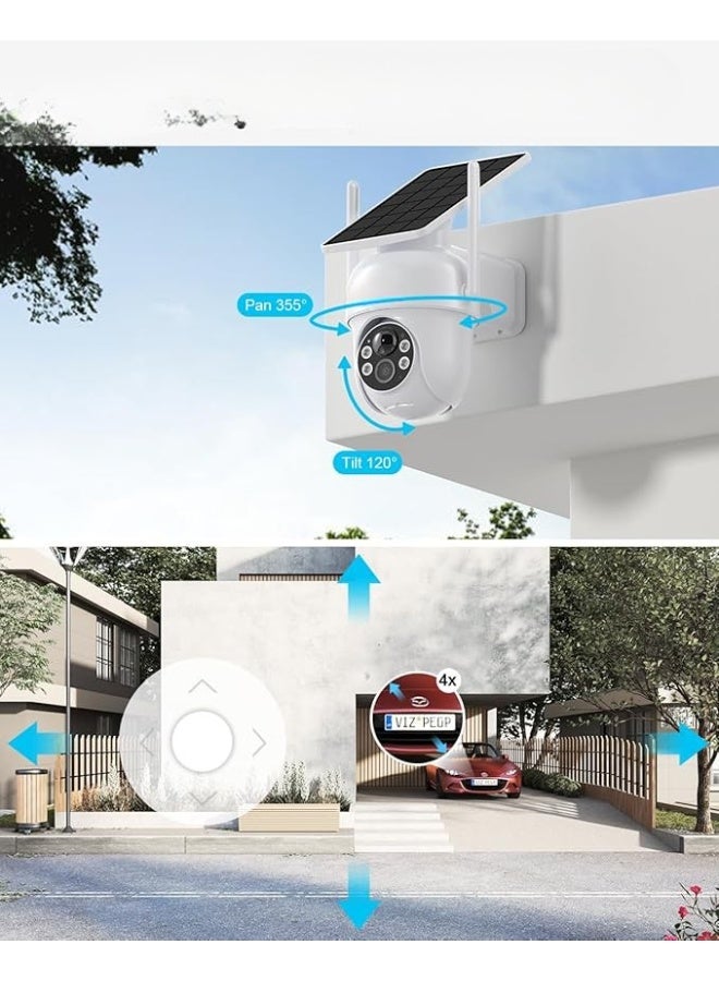 Wireless Outdoor Security Device - 2K HD 360° View, Solar & Battery Powered with Spotlight, Siren, Motion Detection, and Two-Way Audio - Image 2