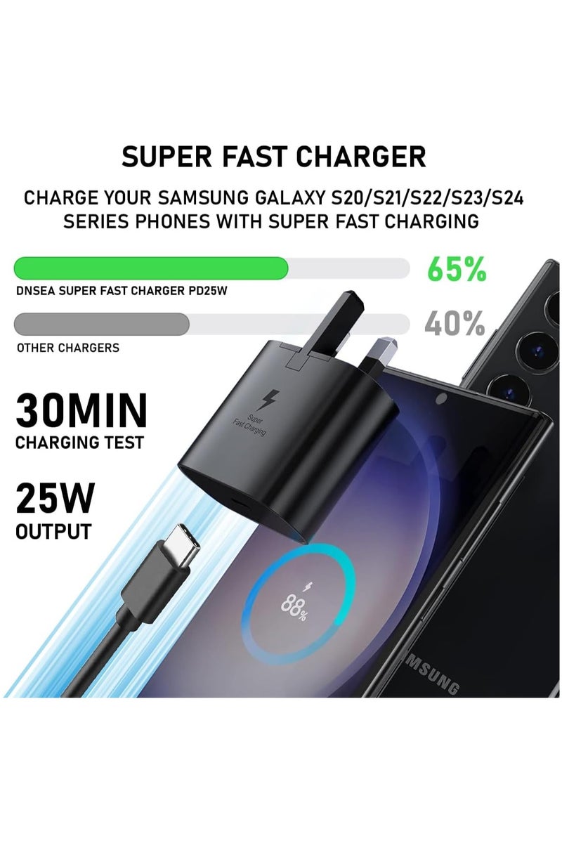 A15 / A15 5G Charger 25W Super Fast Charging Plug with USB Type-C Cable 1M – High Speed 3 Pin Wall Adapter for Samsung Galaxy A15 5G - Image 2