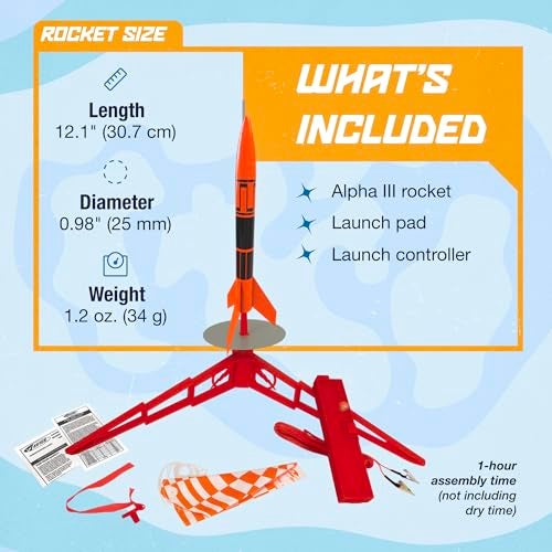 Estes Alpha III Launch Set, 12 years and up with Adult Supervision if under 12, Black,Orange - Image 3