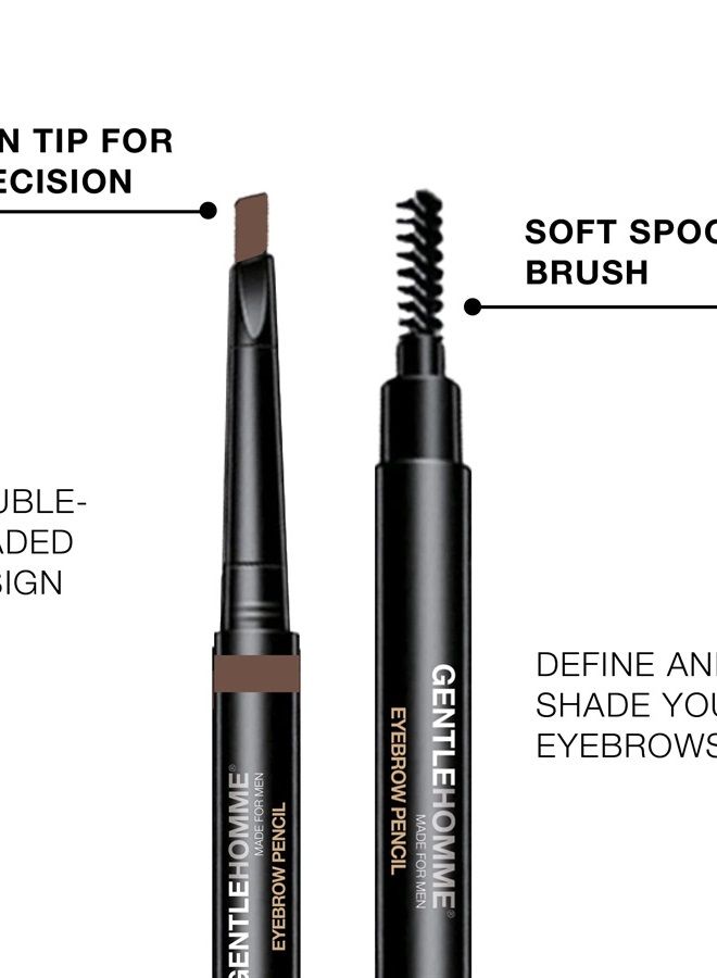 GENTLEHOMME 2 Pack Mens Eyebrow Pencil Light Brown, Easily Shape Define Fill Eyebrows or Beard, 2 in 1 brush and ultra-thin pencil, Waterproof Smudge Proof Sweatproof, Durable and Long Lasting