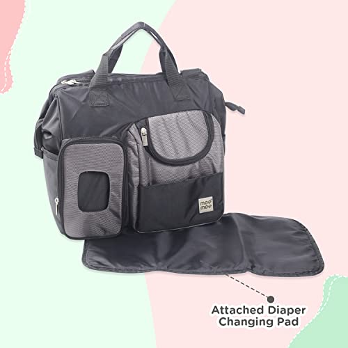 Mee Mee Nursing Diapers |Adjustable Strap,Water&Stain Resistant BackPack |Spacious Bag With Multi Pockets for Keeping Milk Bottle With Diaper Changing Mat |All Baby Essentials In1 Bag(Grey) - Image 3