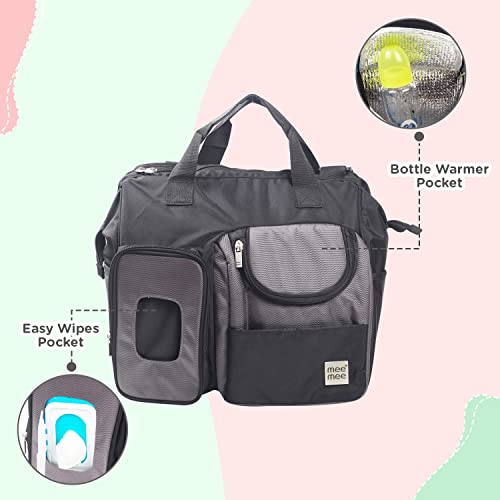 Mee Mee Nursing Diapers |Adjustable Strap,Water&Stain Resistant BackPack |Spacious Bag With Multi Pockets for Keeping Milk Bottle With Diaper Changing Mat |All Baby Essentials In1 Bag(Grey) - Image 2