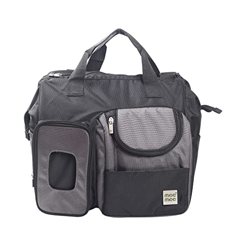 Mee Mee Nursing Diapers |Adjustable Strap,Water&Stain Resistant BackPack |Spacious Bag With Multi Pockets for Keeping Milk Bottle With Diaper Changing Mat |All Baby Essentials In1 Bag(Grey) - Image 1