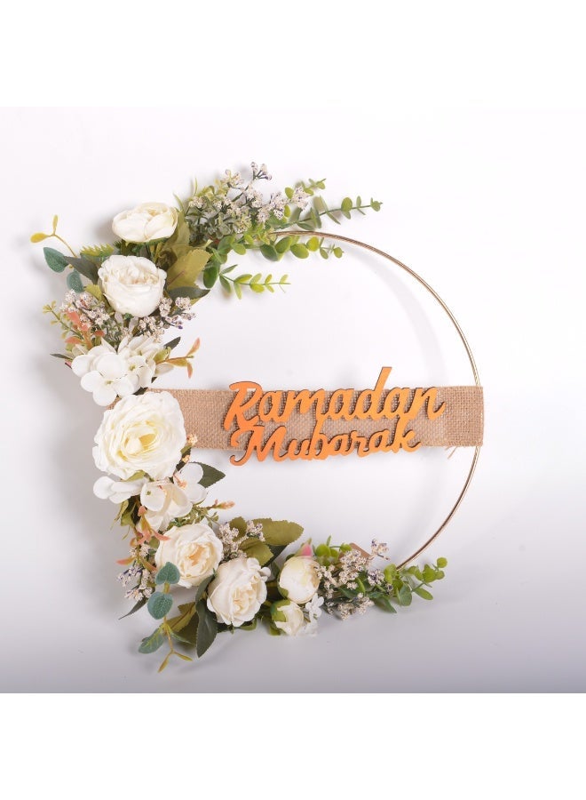 أكسلوت إكليل رمضان، إكليل عيد مبارك، ديكور باب أمامي، أكاليل مباركة، لتزيين الجدران والنوافذ الداخلية والخارجية في المنازل الريفية - Image 1