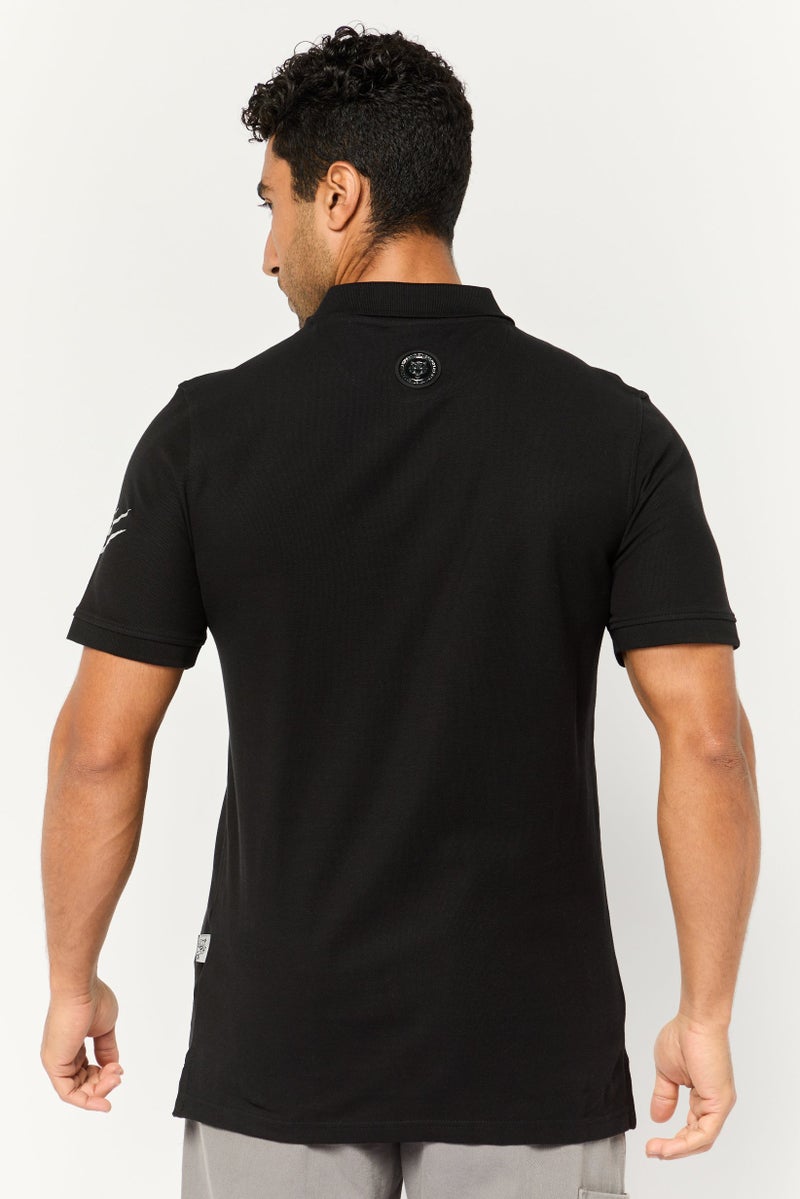 PHILIPP PLEIN Plein Sport Men Sportswear Fit Short Sleeve Outdoor Polo Shirt, Black - Image 3