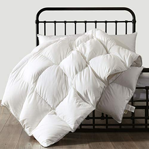 APSMILE Luxurious Queen Size Down Feather Fibers Comforter UltraSoft All Season Duvet Insert Fluffy Hotel Collection Down Feather Fibers Comforter with 8 Ties90x90 White