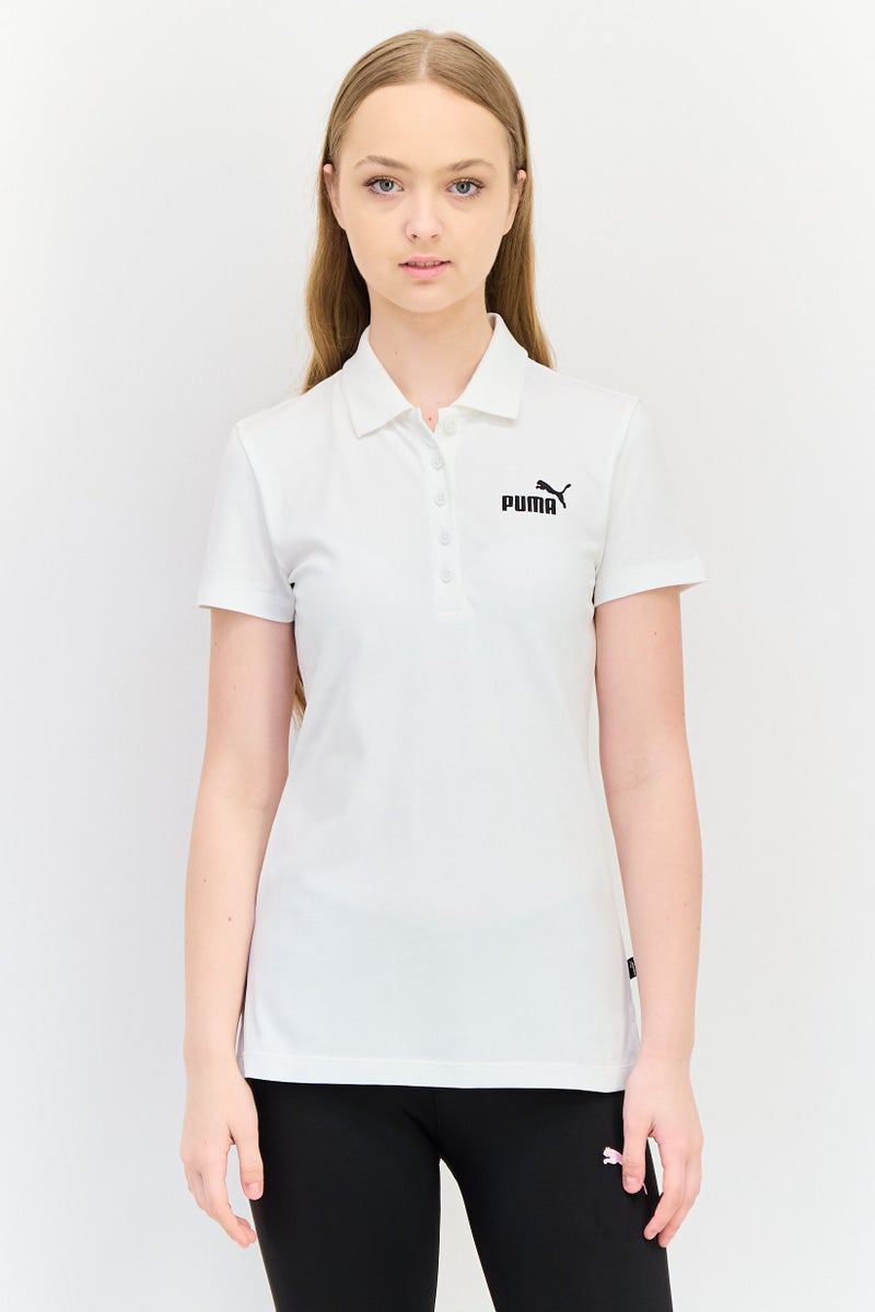 PUMA Women Sportswear Fit Embroidered Logo Short Sleeves Outdoor Polo, White - Image 1