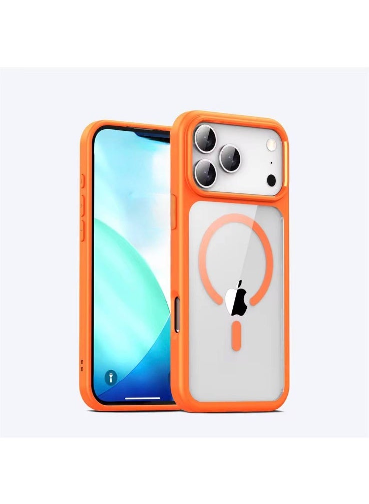 ACLIX Magnetic case for iPhone 17 Pro, High Grade Drop Protection with Shockproof Strip, Translucent Matte Back Phone Case | Orange