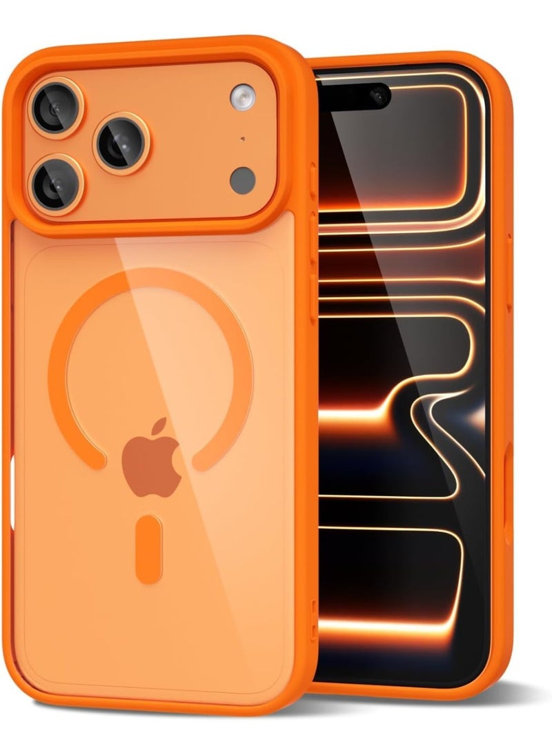 ACLIX Magnetic case for iPhone 17 Pro, High Grade Drop Protection with Shockproof Strip, Translucent Matte Back Phone Case | Orange - Image 1