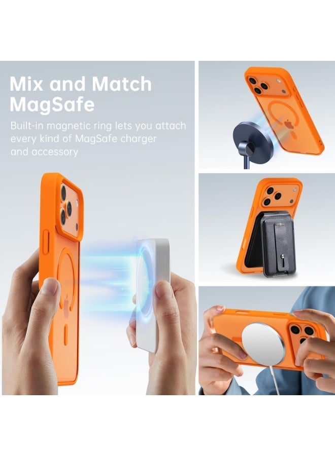 ACLIX Magnetic case for iPhone 17 Pro, High Grade Drop Protection with Shockproof Strip, Translucent Matte Back Phone Case | Orange - Image 2